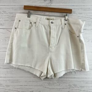 Madewell White Button Fly High Rise Relaxed Denim Shorts Size 33